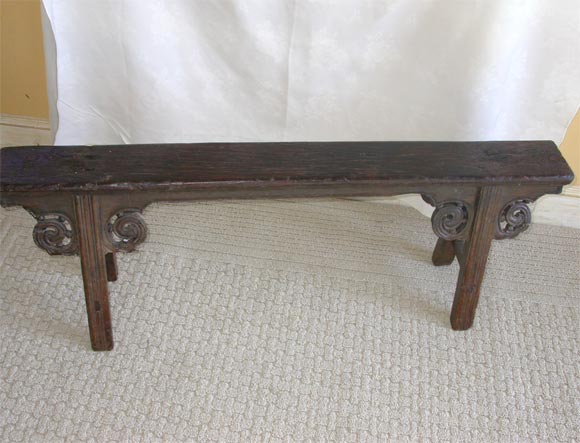 A Tibetan Mahogany Low  Bench