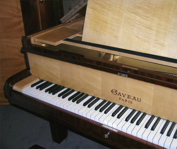 French Fine Art Deco Flamed Mahogany Piano By Gaveau