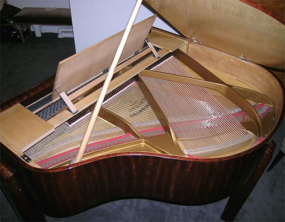 Oak Fine Art Deco Flamed Mahogany Piano By Gaveau