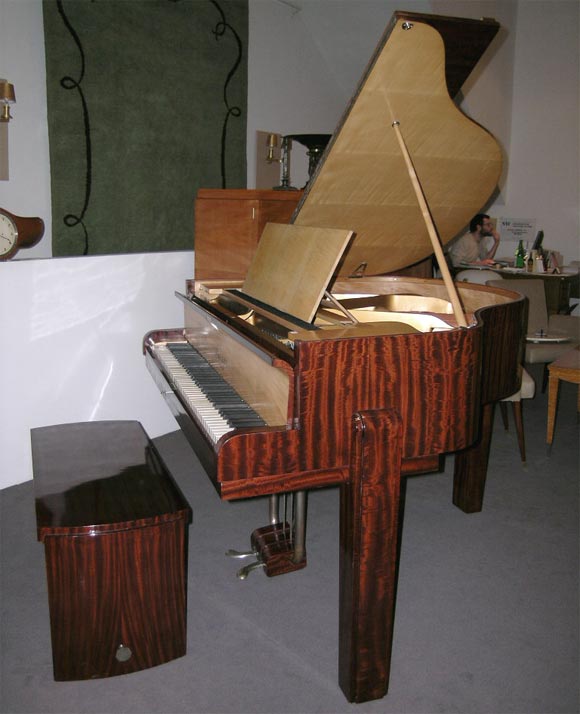 Fine Art Deco Flamed Mahogany Piano By Gaveau 4