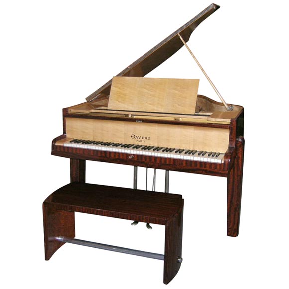 Fine Art Deco Flamed Mahogany Piano By Gaveau