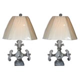 Antique Pair of Zinc Finial Lamps