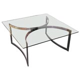 Pace Glas  and chrome stainless steel cocktail table.