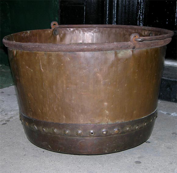 English Large Scale Hand Hammered Copper Cauldron