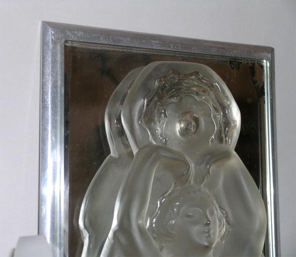 French Pair of Figural Art Deco Sconces by Marc Lalique For Sale