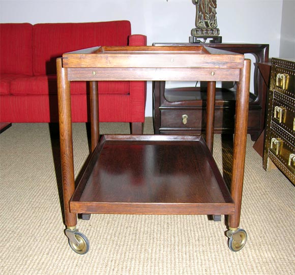 Danish Rosewood Serving Trolley by Poul Hundevad In Excellent Condition For Sale In New York, NY