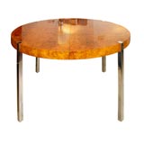 Harvey Probber burl extension round dining table
