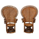 Vintage PAIR OF FAN BACK RATAN  CHILDRENS CHAIRS