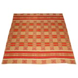 19THC WOOL HORSE BLANKET/RED, GREEN, TAN, CREAM, BURG.