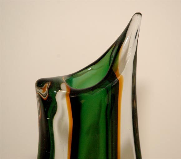 Italian Seguso Murano Art Glass Vase For Sale
