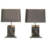 Pair iron lion's head lamps