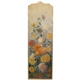 19th Century Painted Wood Plaque, Flower Motif