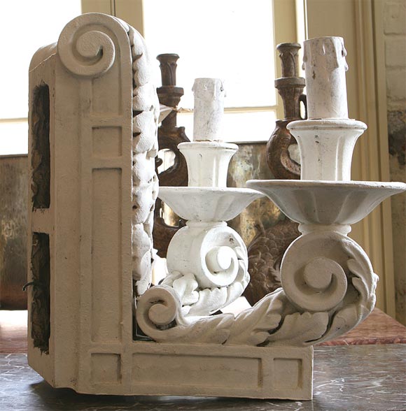 Pair plaster sconces