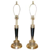 Pair of metal plated table lams.