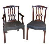 Antique 19th Century set of 12 English mahogany dining chairs