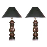 Antique Pair of mahogany lamps