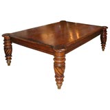 Walnut Cocktail Table with Bronze Capped Feet Walnut Cocktail Table with Bronze Capped Feet