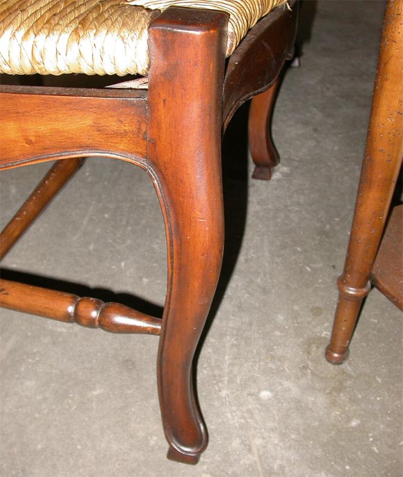 Walnut and Rush Seat Bench In Good Condition For Sale In Bridgehampton, NY