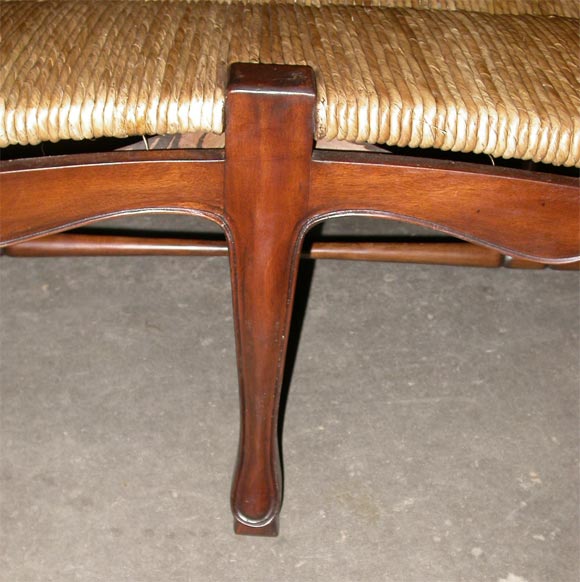 Walnut and Rush Seat Bench For Sale 1