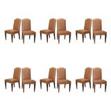 Set of Twelve Dining Chairs in Caramel Leather