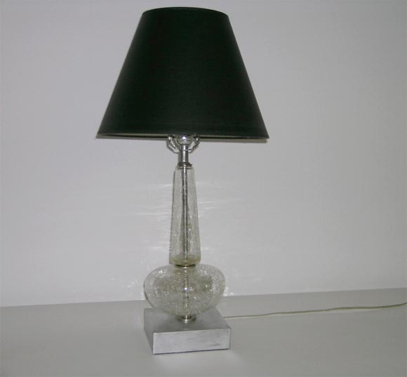 Pair of Crackle Glass Lamps