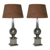 Pair of Silvered  Lamps