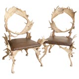 Pair of Chairs with Antler Frames