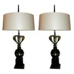 Pair of French Art Moderne Table Lamps 12