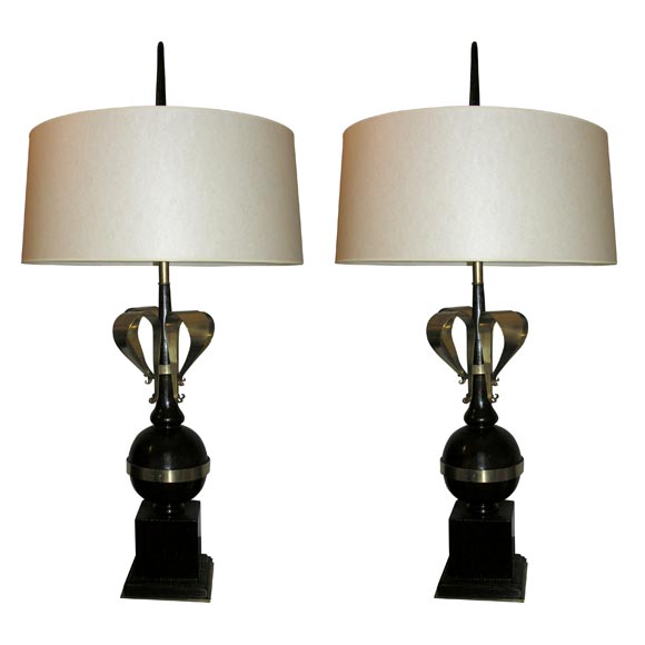 Pair of French Art Moderne Table Lamps For Sale
