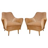 Pair of 50's Armchairs Upholstered with Horse Hide