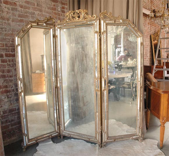 18th c. Italian Three Leaf Screen Mirror