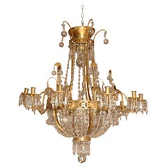 Antique Important Neoclasical Bronze and Crystal Chandelier