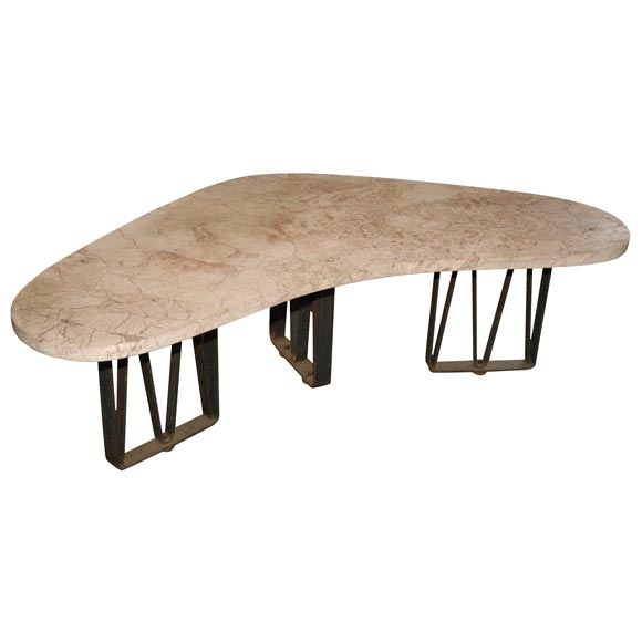 Coffee table in the manner of Jean Royere boomerang shape