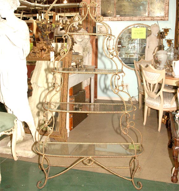 C. 1930 Italian Rope Style Metal Etegere