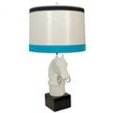 Vintage Horsehead Bust Lamp and Silk Shade