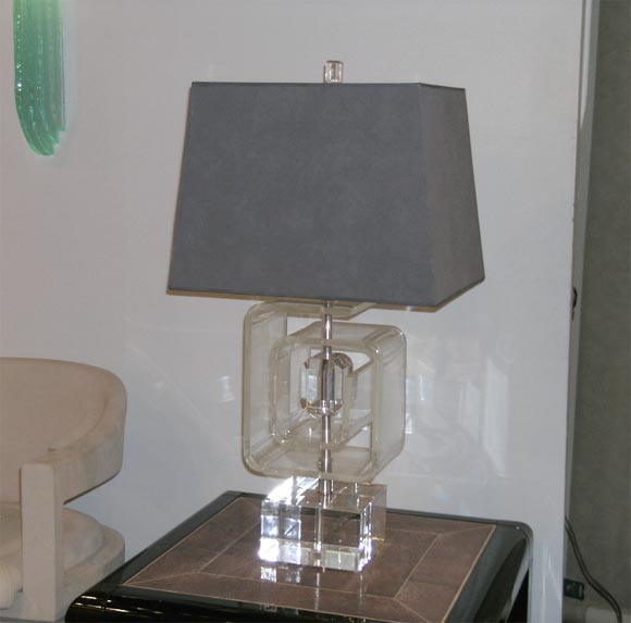 Pair of Large Sculptural Acrylic Table Lamps