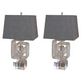 Pair of Large Sculptural Acrylic Table Lamps