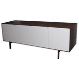 Knoll walnut credenza with white lacquered doors