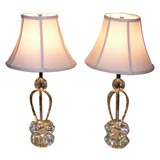 Pair of Crystal Boudoir Lamps with Custom Shades