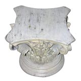 19th Century Hand Carved and Painted Corinthian Capital Table