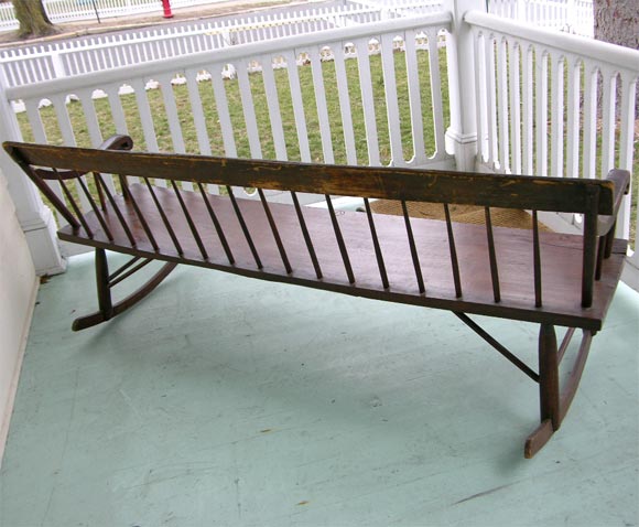 Pine Rocker Bench-windsor style For Sale 1