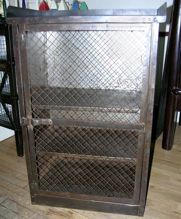 Metal cabinet with mesh door