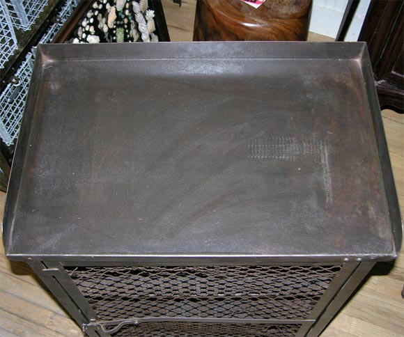 French Machinist Cabinet with Mesh Door For Sale