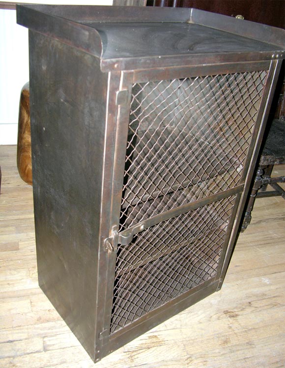 Mid-20th Century Machinist Cabinet with Mesh Door For Sale