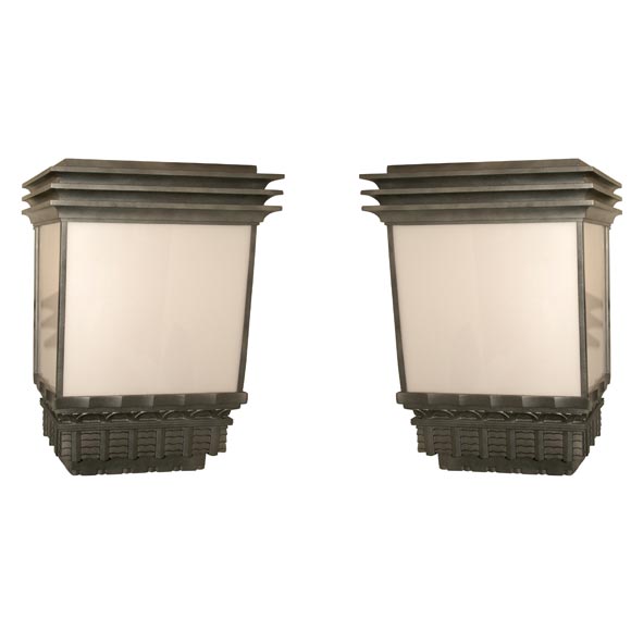 Monumental Original Exterior Art Deco Sconces For Sale at 1stdibs