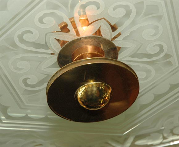 Brass Monumental Original Art Deco Chandelier From The Wiltern Theater