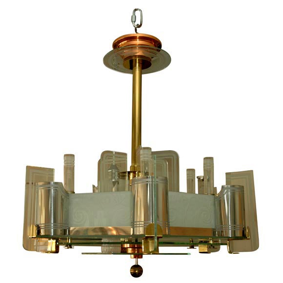 Monumental Original Art Deco Chandelier From The Wiltern Theater
