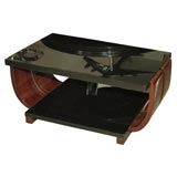 Vintage Black Lacquer and Mahogany Art Deco Coctail Table