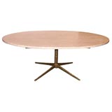 Travertine Cocktail Table with Brutal  Gilded  Base
