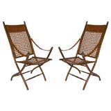Pair of English Campaign Faux Bamboo Chairs
